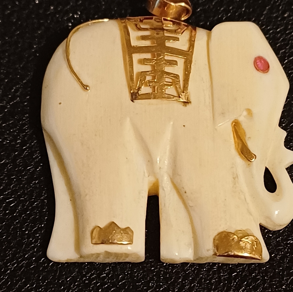 Effy Cream and Gold Elephant Pendant Necklace with Pink Eye